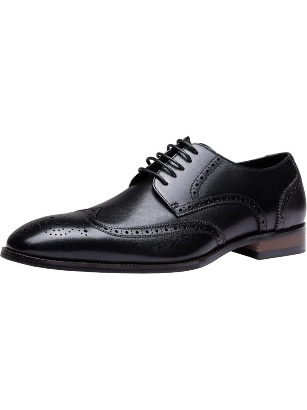 Men's Black Leather Retro Plain Formal Dress Oxford Derby Causal Shoes